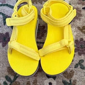 Teva Bright Yellow Hook-and-Loop Platform Sandals